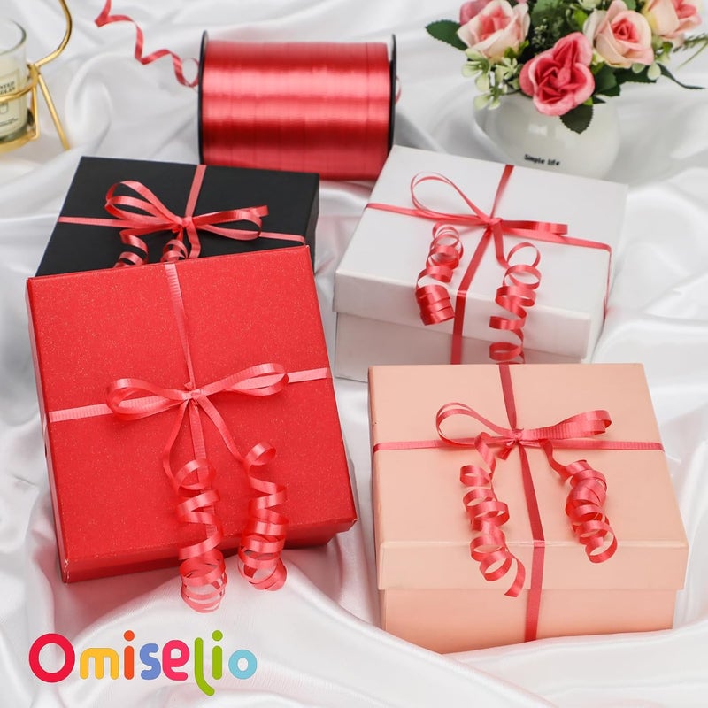 OMISELIO Red Ribbon, 500 Yard Crimped Dark Red Curly Ribbon for Gift Wrapping, Balloons, Valentine's Day, Christmas, Graduation - Image 2